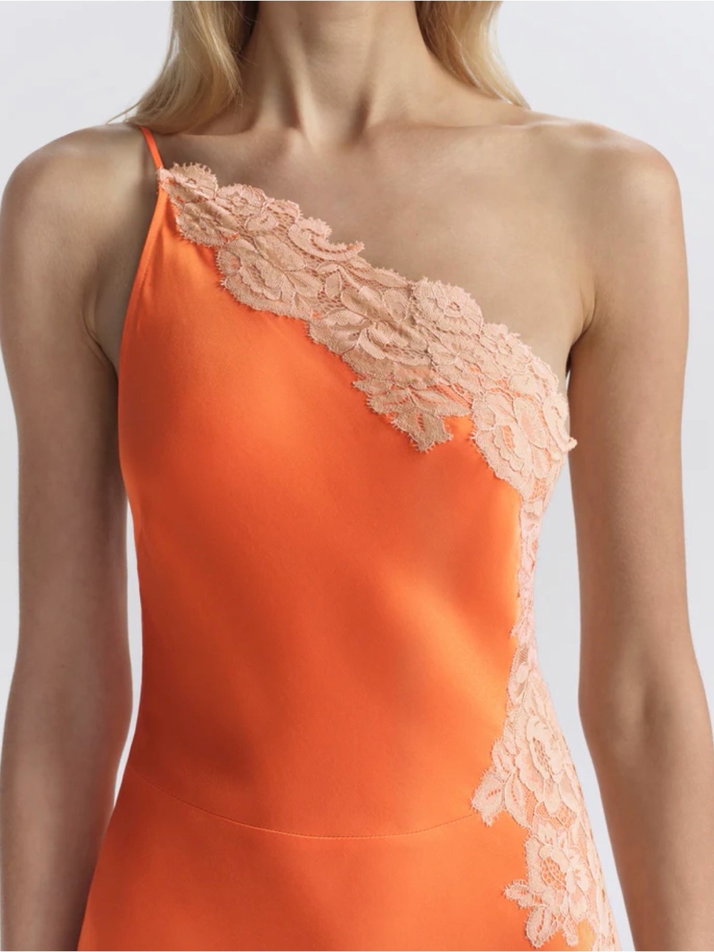A.L.C. Orange Slip Maxi Dress with Cream Lace - Picture 8 of 10